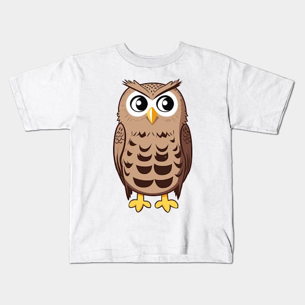 Single Owl Kids T-Shirt by Orange-C